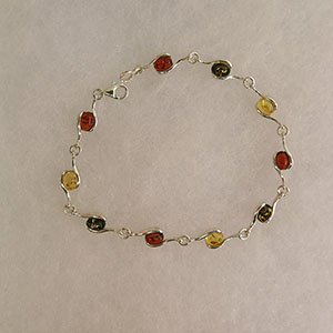 Bracelet petit ovale  - bijou ambre et argent